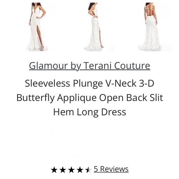 Glamour by Terani Couture ivory butterfly prom dress formal wedding dress Sz 6 - Picture 4 of 11